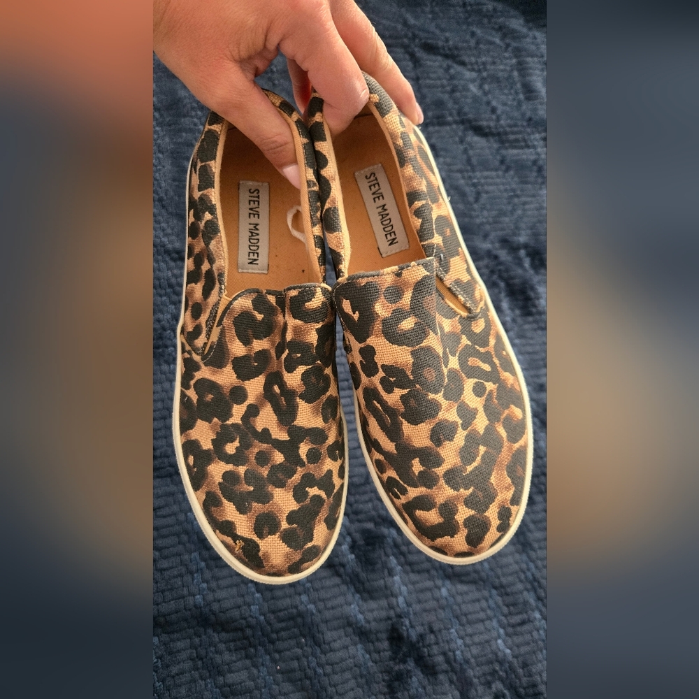 Steve Madden Leopard-Print Slip-On Sneakers - Tan & Black